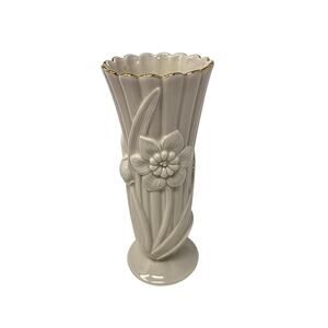 Lenox Daffodil Vase Ivory Porcelain Gold Trim Floral Bud Vase 5.5 Inch